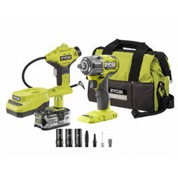 Aku sada Ryobi 18V ONE+ pro výměnu kol a huštění pneumatik