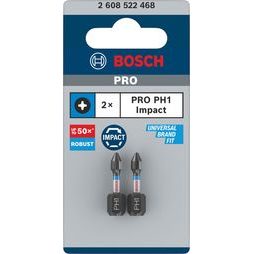 Skrutkovací bit Bosch PRO Impact Control 25 mm PH1 2 ks 2608522468