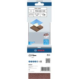 3x Brusný pás Bosch PRO X440 75 x 533 mm sada G60/80/100