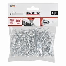 Trhací nýty Kreator 4,8x6,4mm 100ks KRTH62704