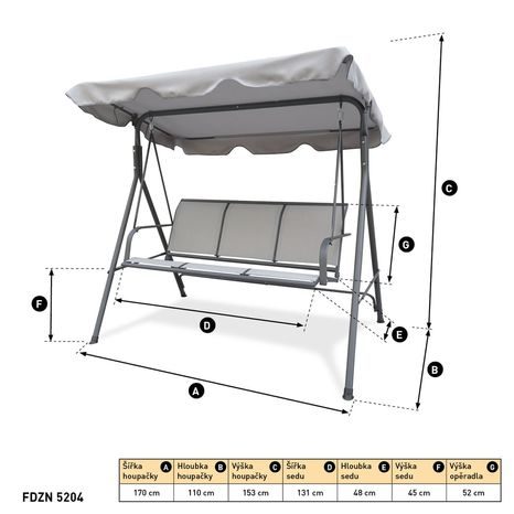 Záhradná hojdačka šedá FIELDMANN FDZN 5204 - 2