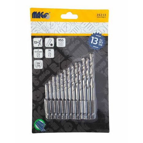 Sada vrtáků MAGG HEX do kovu Ø 1,5-6,5mm 26213