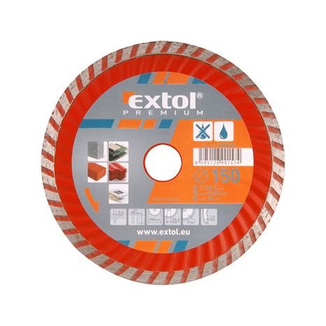 EXTOL PREMIUM 108753 - kotouč diamantový řezný, turbo - suché i mokré řezání, 150x22,2x2,8mm