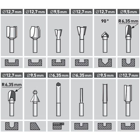 Frézy tvarové do dřeva, s SK plátky, sada 24 ks EXTOL PREMIUM 44039 - 3