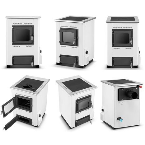 Poškozeno - Krbová kamna s varnou plotnou a výměníkem TEMY ES 15 kW Bílá - 2