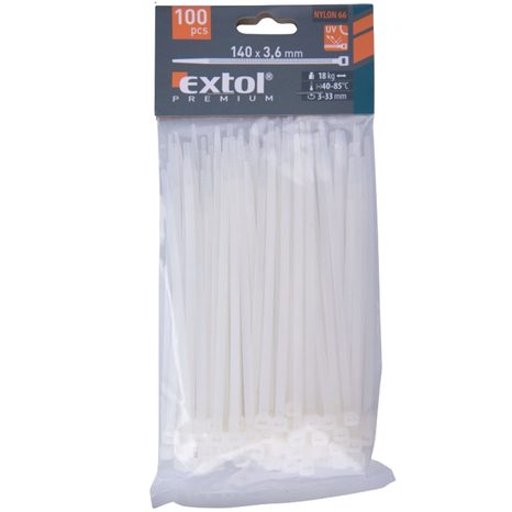 Stahovací pásky bílé 3,6 x 140mm EXTOL PREMIUM 8856105 - 2