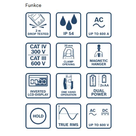 Klešťový multimetr Bosch GMC 600-15 + MH 1 - 8