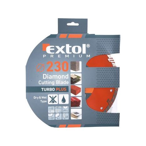 EXTOL PREMIUM 8803035 - kotouč diamantový řezný TURBO PLUS - suché i mokré řezání, 230x22,2mm - 2