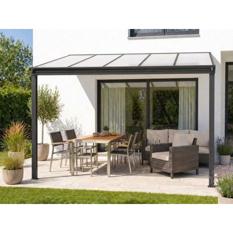 Hliníková pergola LANITPLAST WALL 33 antracit + opál PC LG2118