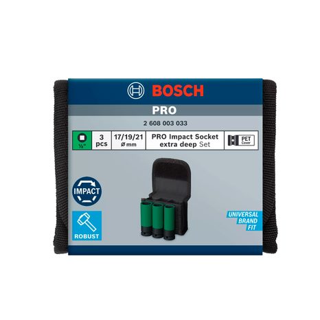 Sada prodloužených nástrčných hlavic Bosch PRO Impact 1/2" 3 ks 2608003033 - 2