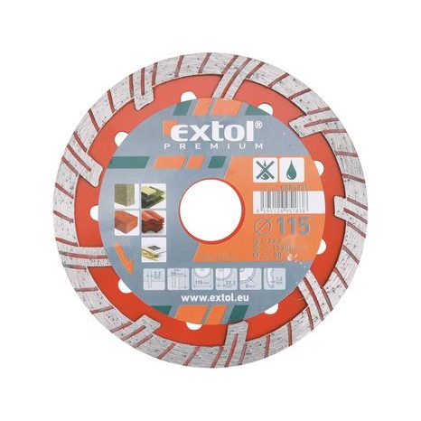 EXTOL PREMIUM 8803031 - kotouč diamantový řezný TURBO PLUS - suché i mokré řezání, 115x22,2mm