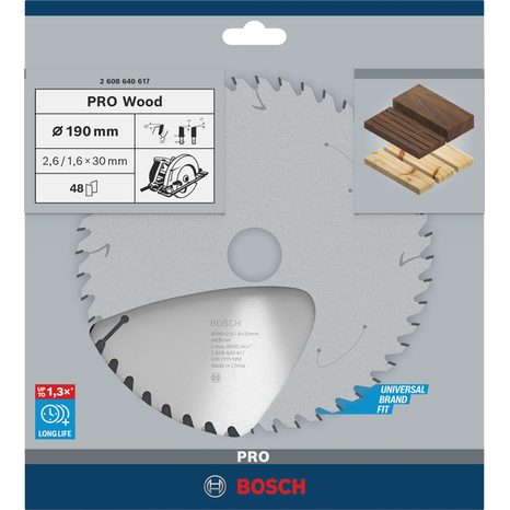 Pilový kotouč Bosch PRO Wood 190 mm 48T 2608640617 - 2