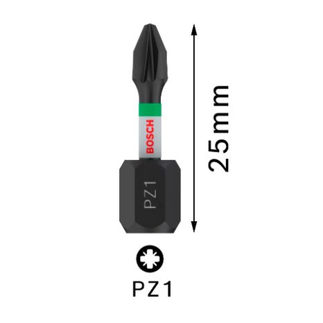 Šroubovací bit Bosch PRO Impact Control 25 mm PZ1 2 ks 2608522400 - 3