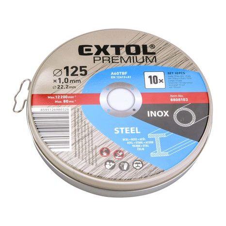 EXTOL PREMIUM 8808103 - kotouč řezný na ocel/nerez, 10ks, 125x1,0x22,2mm - 2