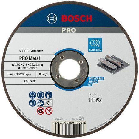 Řezný kotouč Bosch PRO Metal 150 x 2,5 mm 2608600382