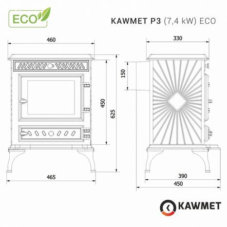 Krbová kamna KAWMET P3 - 3