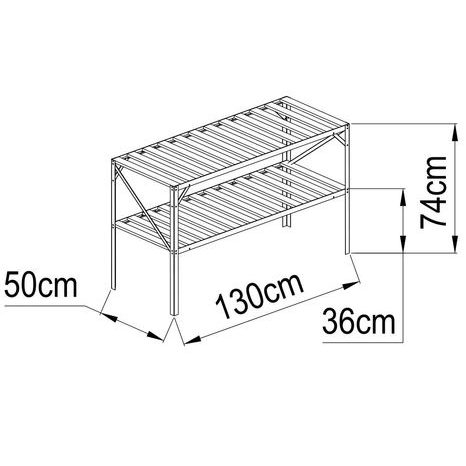 Hliníkový regál LanitPlast dvoupolicový stříbrný GSB2 - 4
