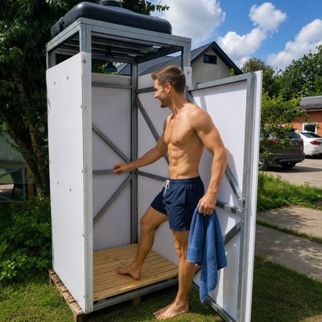 Zahradní sprcha kabinková s nádrží 150L WEISA