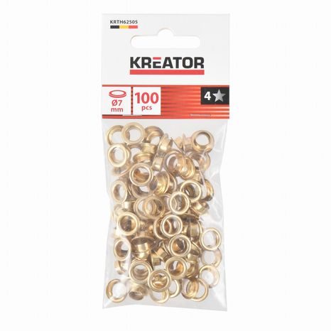 Nýtovací očka Kreator mosaz 7mm 100ks