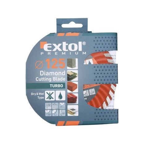 EXTOL PREMIUM 108752 - kotouč diamantový řezný, turbo - suché i mokré řezání, 125x22,2x2,5mm - 2