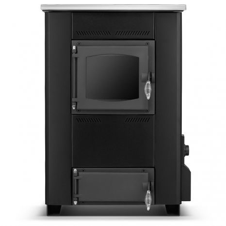 Krbová kamna s varnou plotnou a výměníkem TEMY ES 25 kW Černá