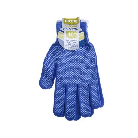 EXTOL CRAFT 99715 - rukavice z polyesteru s PVC terčíky na dlani, velikost 10" 