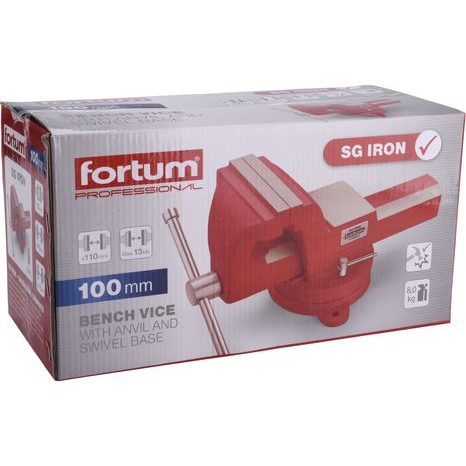 FORTUM 4752622 - svěrák otočný s kovadlinou, 100mm, SG Iron - 2