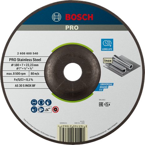 Brusný kotouč na nerez Bosch PRO Stainless Steel 180 mm 2608600540