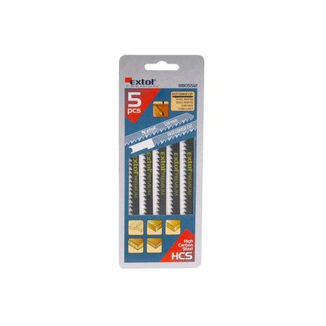 EXTOL PREMIUM 8805512 - plátky do přímočaré pily 5ks, 126x4,0mm, HCS - 2