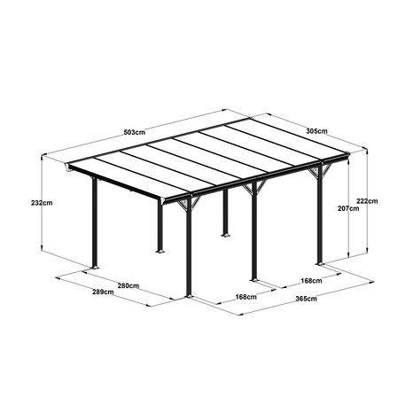 Prístrešok pre auto Riwall PRO RMCP 16 x 10 antracit 5x3m - 3