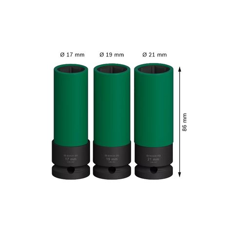 Sada prodloužených nástrčných hlavic Bosch PRO Impact 1/2" 3 ks 2608003033 - 3