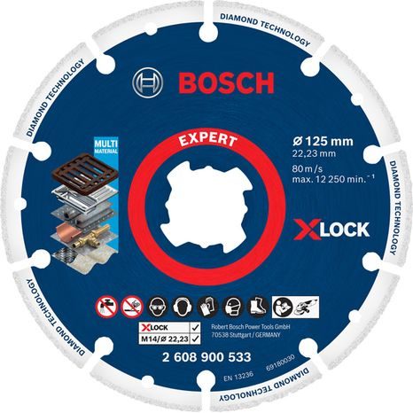 Diamantový řezný kotouč Bosch EXPERT Diamond Metal Wheel X-LOCK 125 mm 1 ks 2608900533