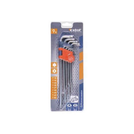 EXTOL PREMIUM 8819412 - L-klíče TORX prodloužené, sada 9ks, T10-50mm - 2