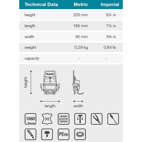 Brašna na opasek pro nářadí a kladivo Makita E-15285 - 3