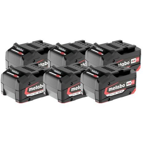 Sada 6 x akumulátor Metabo Li-Power 18 V – 5,2 Ah, 625152000