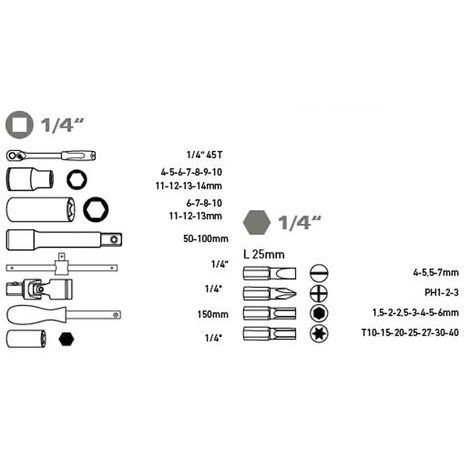 Gola sada 1/4" 45 ks EXTOL PREMIUM 8818360 - 3