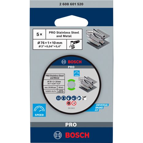 Řezný kotouč Bosch PRO Stainless Steel and Metal 76 mm 5 ks 2608601520 - 2