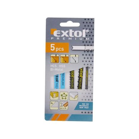 EXTOL PREMIUM 8805600 - plátky do přímočaré pily-mix, sada 5ks, Bi-metal, HSS, HCS - 2