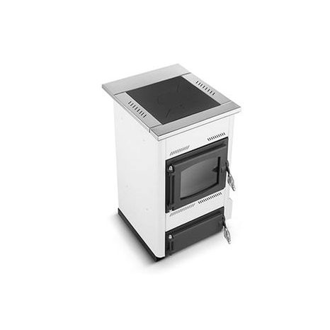 Krbová kamna na dřevo s varnou deskou a výměníkem TEMY ES 25 kW - bílý - 2