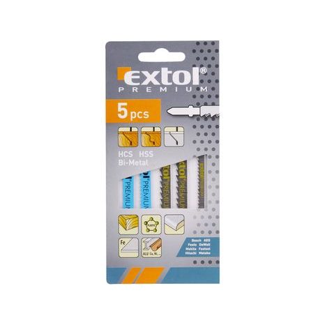 EXTOL PREMIUM 8805100 - plátky do přímočaré pily-mix, sada 5ks, Bi-metal, HSS, HCS - 2