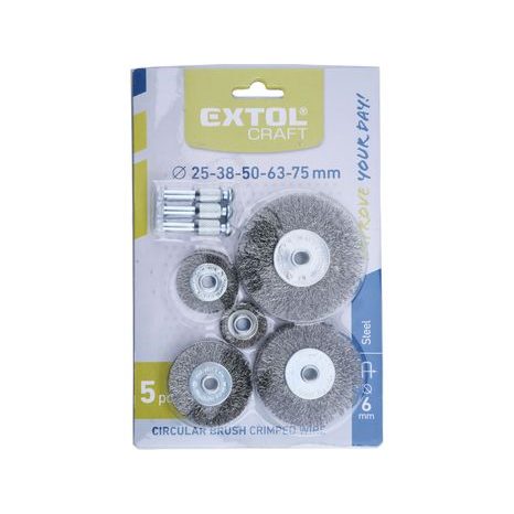 EXTOL CRAFT 1830 - kartáče okružní ocelové, sada 5ks, 2x stopka 6mm - 2