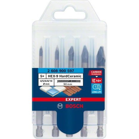Súprava vrtákov do dlažby Bosch EXPERT HEX-9 HardCeramic 2608900597