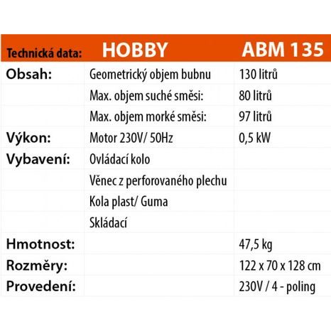 Elektrická stavební míchačka LESCHA ABM P 135l 230V WS FR - 2