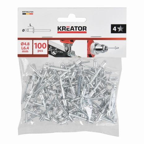Trhací nýty Kreator 4,8x6,4mm 100ks KRTH62704