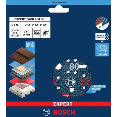 9x Brúsny papier Bosch EXPERT O780 s fóliou 2608902448 - 2