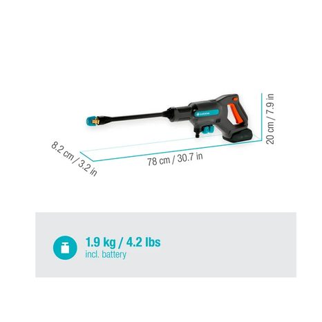 Aku vysokotlaká myčka Gardena AquaClean 24/18V P4A 14800-20 - 5