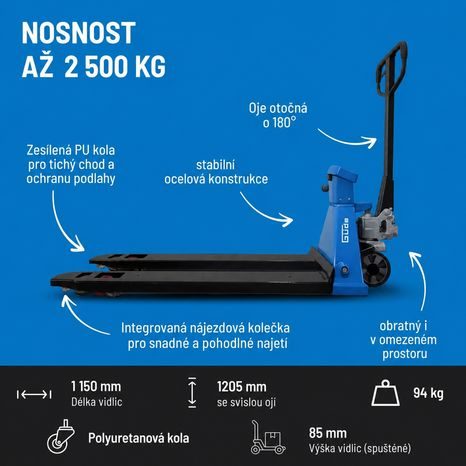 Ruční paletový vozík GÜDE GHW Scale 2500 - 4