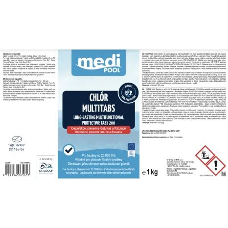 Multifunkční pomalurozpustné tablety (bez mědi) mediPOOL 200g 1,0 kg - 3