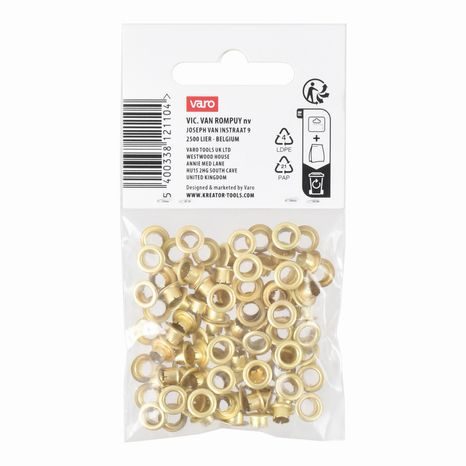 Nýtovací očka Kreator mosaz 4,5mm 100ks - 2