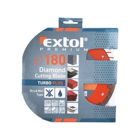 EXTOL PREMIUM 8803034 - kotouč diamantový řezný TURBO PLUS - suché i mokré řezání, 180x22,2mm - 2
